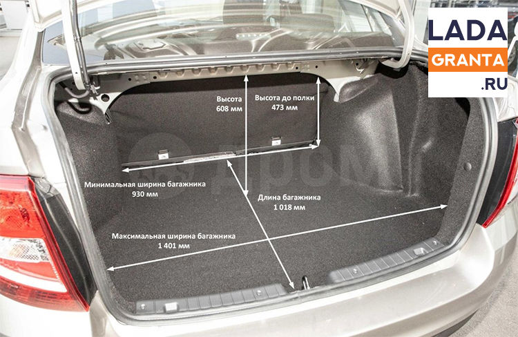 Размеры багажника в Гранте седан